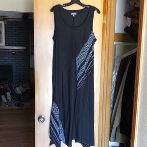 NM Scoop Neck Sleeveless Asymmetric Maxi Dress Black Linen blend size XL